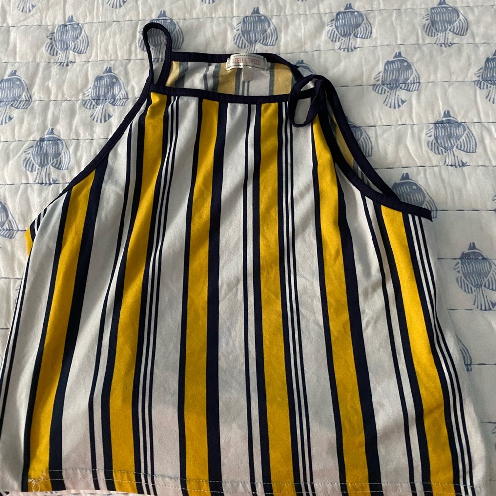 yellow and blue halter top
